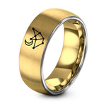 Gift Anniversary for Husband from Wife – gold & gray tungsten taurus moon ring