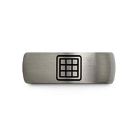 tungsten ring for men – black & silver tungsten waffle grid pattern wedding band