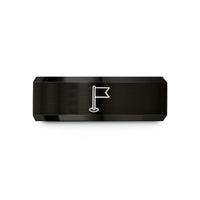 unique presents for husband – black tungsten waypoint flag wedding band