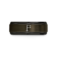 personalized ring for men – gunmetal & black tungsten waypoint flag wedding band