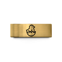 unique men’s anniversary rings – gold tungsten hatching chick wedding band