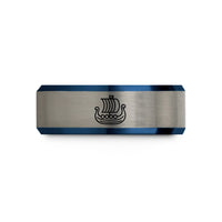 husband present ideas unique – black & blue & gray tungsten viking ship wedding band