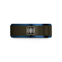 unique presents for him – gunmetal & blue tungsten double slit interference wedding band