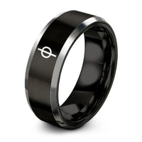 engraved rings for couples – black & silver tungsten natural glyph ring