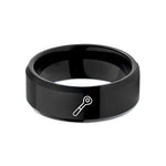 engraved rings for couples – black tungsten ratchet wedding band