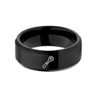 engraved rings for couples – black tungsten ratchet wedding band