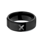tungsten wedding band men – black tungsten razor comb badge wedding band
