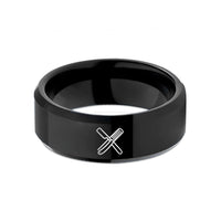 tungsten wedding band men – black tungsten razor comb badge wedding band
