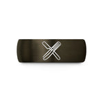 unique presents for men – gunmetal & black tungsten razor comb badge wedding band