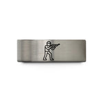 personalized presents for parents – black & blue & grey tungsten biathlon shooter wedding band