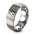 Gift Anniversary for Parents – silver tungsten dog cat silhouette ring