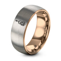 Gift Anniversary for Parents – rose gold & grey tungsten floral cello ring