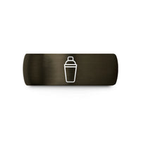 engraved rings for couples – gunmetal & black tungsten cocktail shaker wedding band