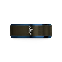 tungsten wedding band men – gunmetal & blue tungsten liebig condenser wedding band