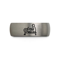 anniversary present for her – black & blue & gray tungsten rowing machine erg wedding band