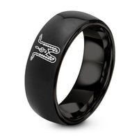 Gift Anniversary for Wife – black tungsten saxophones clef ring