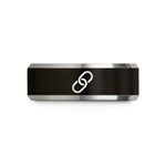 tungsten bands for couples – black & gray tungsten link chain wedding band