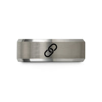 anniversary ring for her – black & silver tungsten link chain wedding band