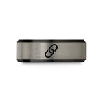 tungsten bands for couples – black & grey tungsten link chain wedding band