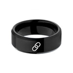 unisex promise ring ideas – black tungsten link chain wedding band