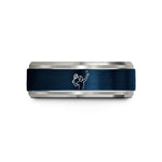 custom rings for her – blue & grey tungsten tennis serve pose wedding band