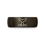 unique gold rings for her – gunmetal & blue tungsten whale tail wedding band