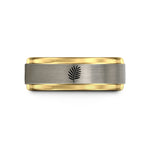 personalized presents for couples – black & gold & silver tungsten palm branch wedding band