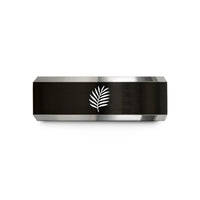 personalized presents for couples – black & grey tungsten palm branch wedding band