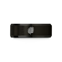 couple anniversary present ideas – black tungsten palm branch wedding band