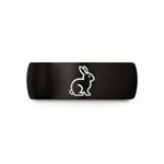 anniversary presents for pairs – black & gold tungsten rabbit silhouette wedding band