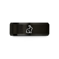 romantic presents for couples – black & gold tungsten rabbit silhouette wedding band