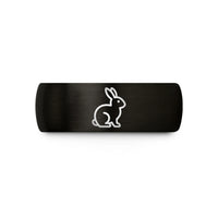 personalized couple presents – black & rose gold tungsten rabbit silhouette wedding band