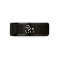 best present for girlfriend – black & rose gold tungsten ewe lamb nuzzling wedding band