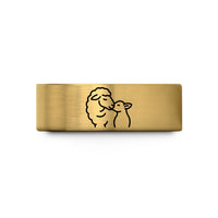 top presents for wife – gold tungsten ewe lamb nuzzling wedding band