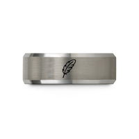 anniversary presents for wife – black & grey tungsten falling feather wedding band
