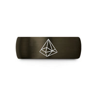 engraved rings for couples – gunmetal & black tungsten low poly pyramid wedding band