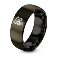 Gift Anniversary Ideas for Her – gunmetal & black tungsten paracord bundle carabiner ring