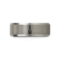 anniversary present for him – black & grey tungsten basting brush wedding band
