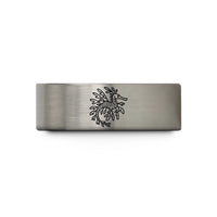 custom rings for her – gray tungsten leafy sea dragon wedding band