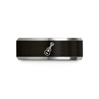 anniversary present for him – black & silver tungsten ukulele wedding band