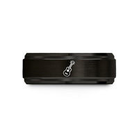 husband wedding band present – black & rose gold tungsten ukulele wedding band