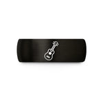 men’s engraved ring present – black tungsten ukulele wedding band
