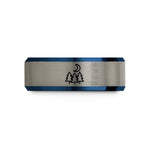 best presents for couples – black & blue & grey tungsten treeline moon wedding band