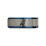 unique presents for boyfriend – black & blue & grey tungsten raven wedding band