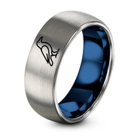 Gift Anniversarys for Boyfriend – blue & gray tungsten raven ring
