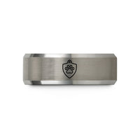 personalized boyfriend presents – black & gray tungsten shield tag paw wedding band