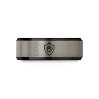 unique presents for boyfriend – black & grey tungsten shield tag paw wedding band
