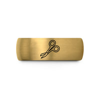 personalized presents for couples – black & gold tungsten trauma shears wedding band