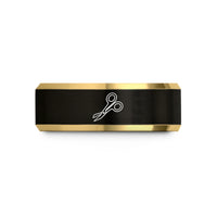 personalized presents for couples – black & gold tungsten trauma shears wedding band
