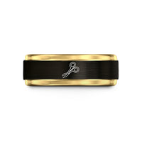 best anniversary presents men – black & gold tungsten trauma shears wedding band